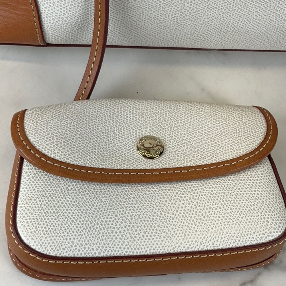 Dooney & Bourke Cream Canvas Tote with Brown Leather Trim and Matching Pouch - Picture 10 of 16